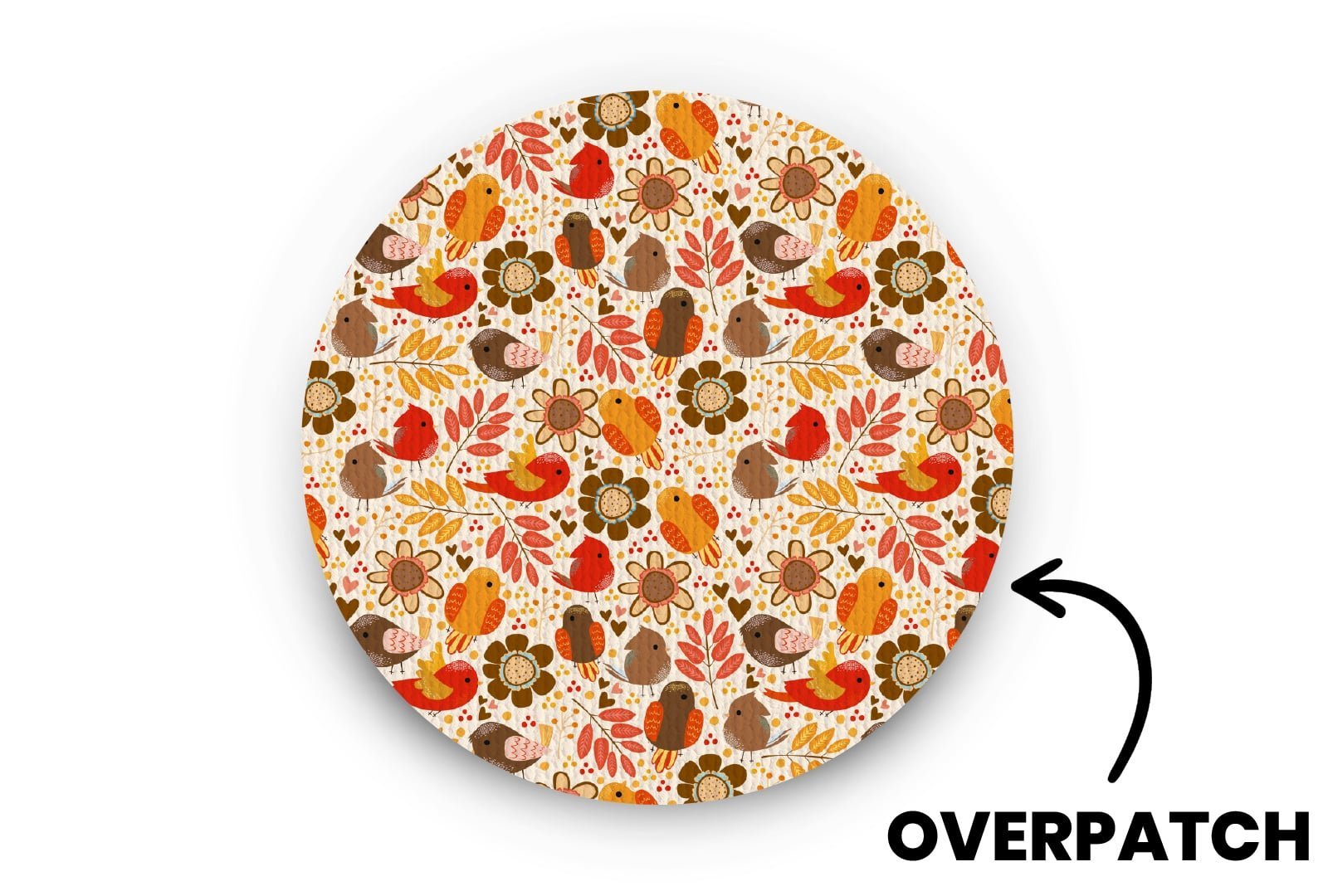 Birds & Flowers Patch - Overpatches for Single diabetes supplies and insulin pumps