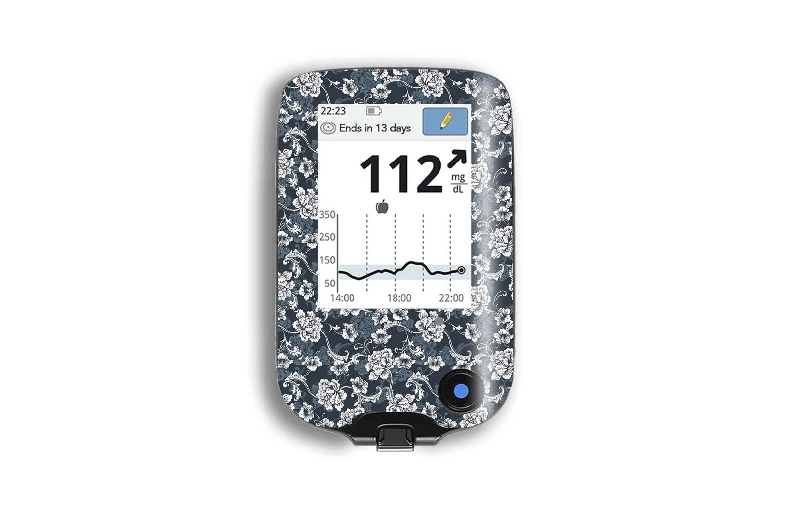 Monochrome Flowers Sticker for Freestyle Libre Reader diabetes CGMs and insulin pumps