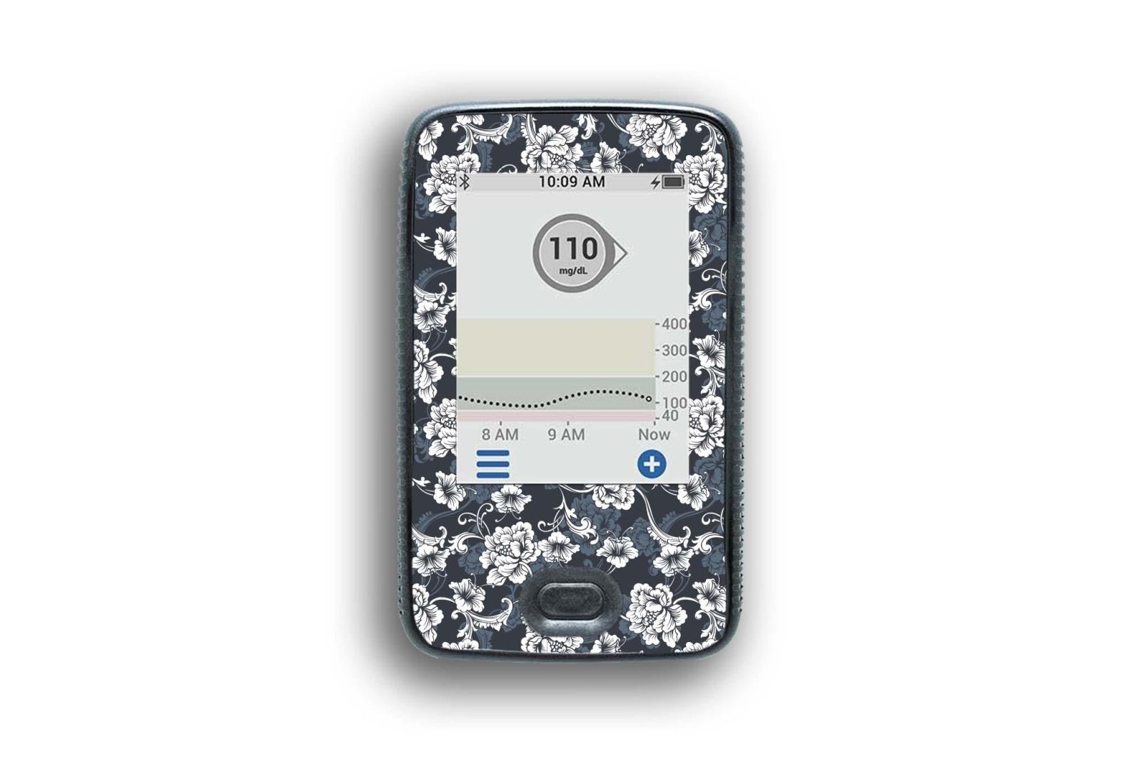 Monochrome Flowers Sticker for Dexcom G6 / One Receiver diabetes CGMs and insulin pumps