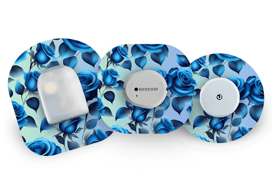 Blue Roses Patch for Freestyle Libre 2 diabetes supplies and insulin pumps