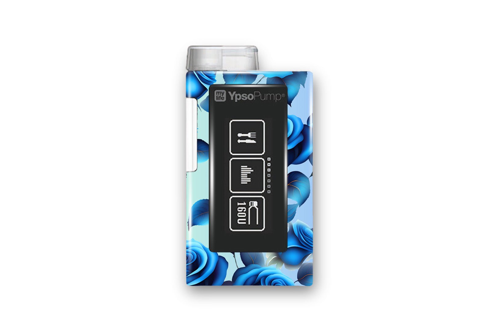 Blue Roses Sticker for Novopen 4, 5, 6, or Echo diabetes supplies and insulin pumps