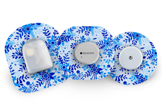 Bright Blue Bloom Patch for Freestyle Libre 2 diabetes supplies and insulin pumps