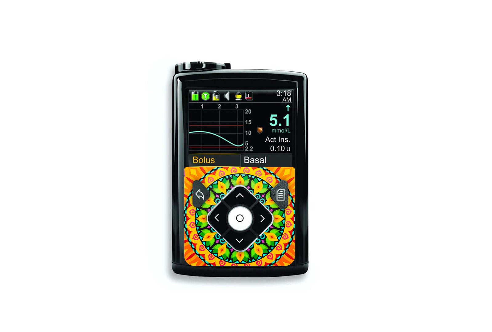 Bright Mandala Sticker for Novopen 4, 5, 6, or Echo diabetes supplies and insulin pumps