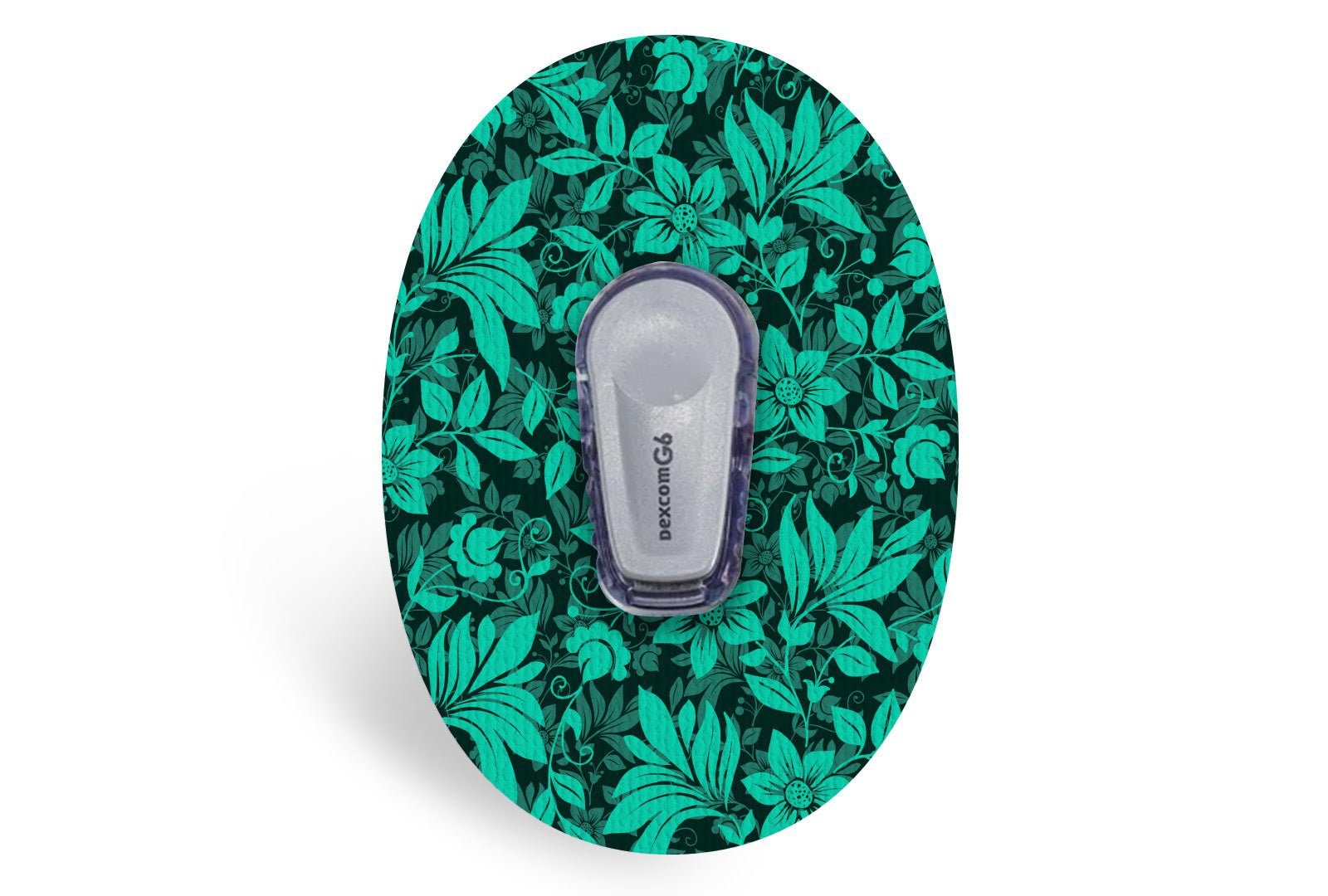 Bright Teal Flowers Patch - Dexcom G6 / One for Single diabetes supplies and insulin pumps