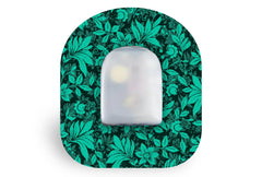 Bright Teal Flowers Patch for Omnipod diabetes supplies and insulin pumps