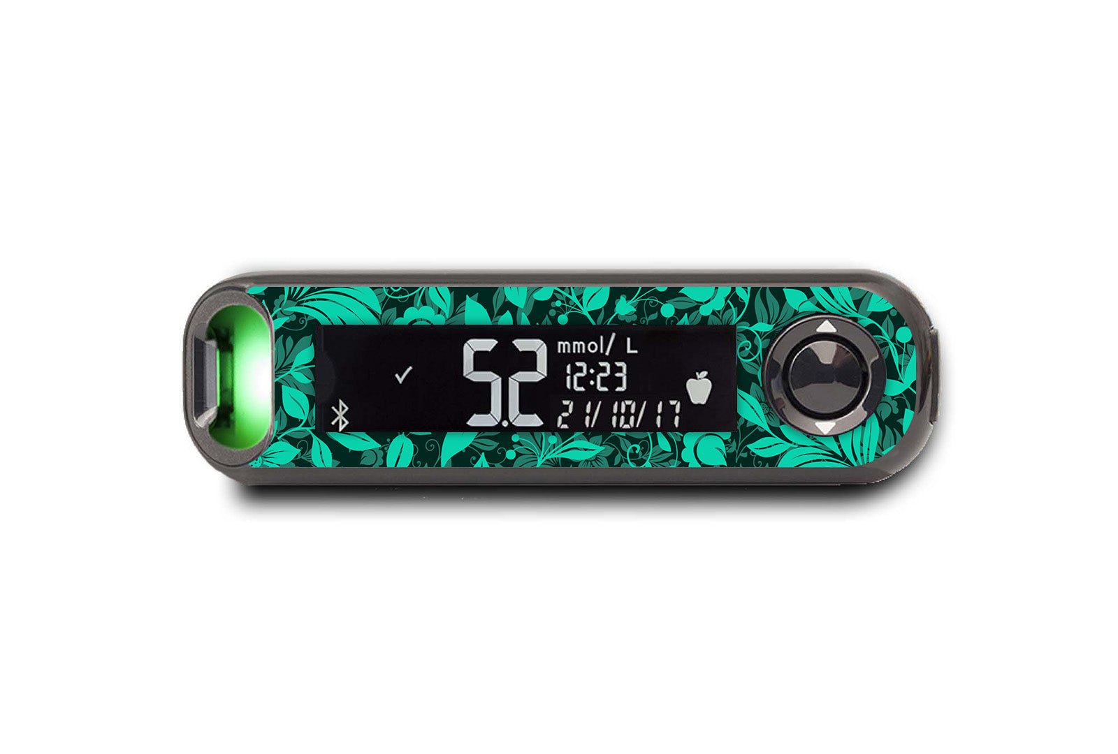 Bright Teal Flowers Sticker for Novopen 4, 5, 6, or Echo diabetes supplies and insulin pumps