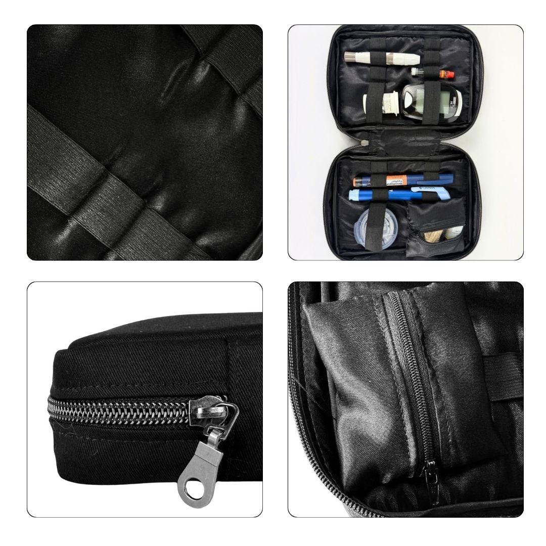 Classic Black T1D Essentials Bag for diabetes supplies and insulin pumps