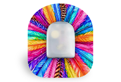 Colourful Feathers Patch for Omnipod diabetes supplies and insulin pumps