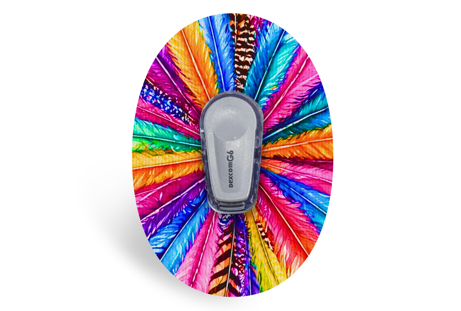 Colourful Feathers Patch for Dexcom G6 / One diabetes supplies and insulin pumps