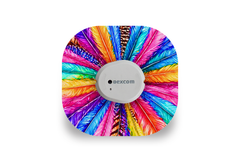 Colourful Feathers Patch for Dexcom G7 / One+ diabetes supplies and insulin pumps