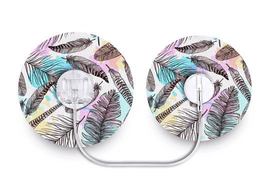 Colourful Feathers Patch - Minimed Sure - T for Single diabetes supplies and insulin pumps