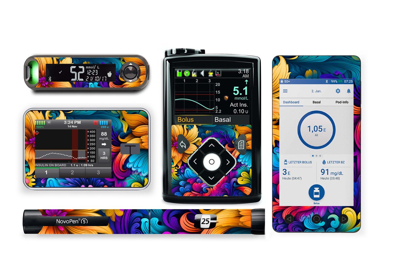 Coral Reef Sticker for Novopen 4, 5, 6, or Echo diabetes supplies and insulin pumps