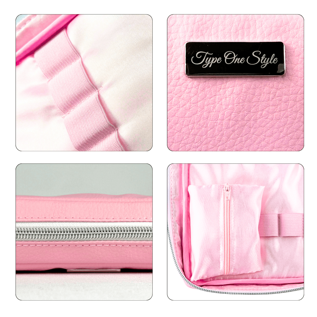 Cute Pink Luxury T1D Essentials Bag for diabetes supplies and insulin pumps