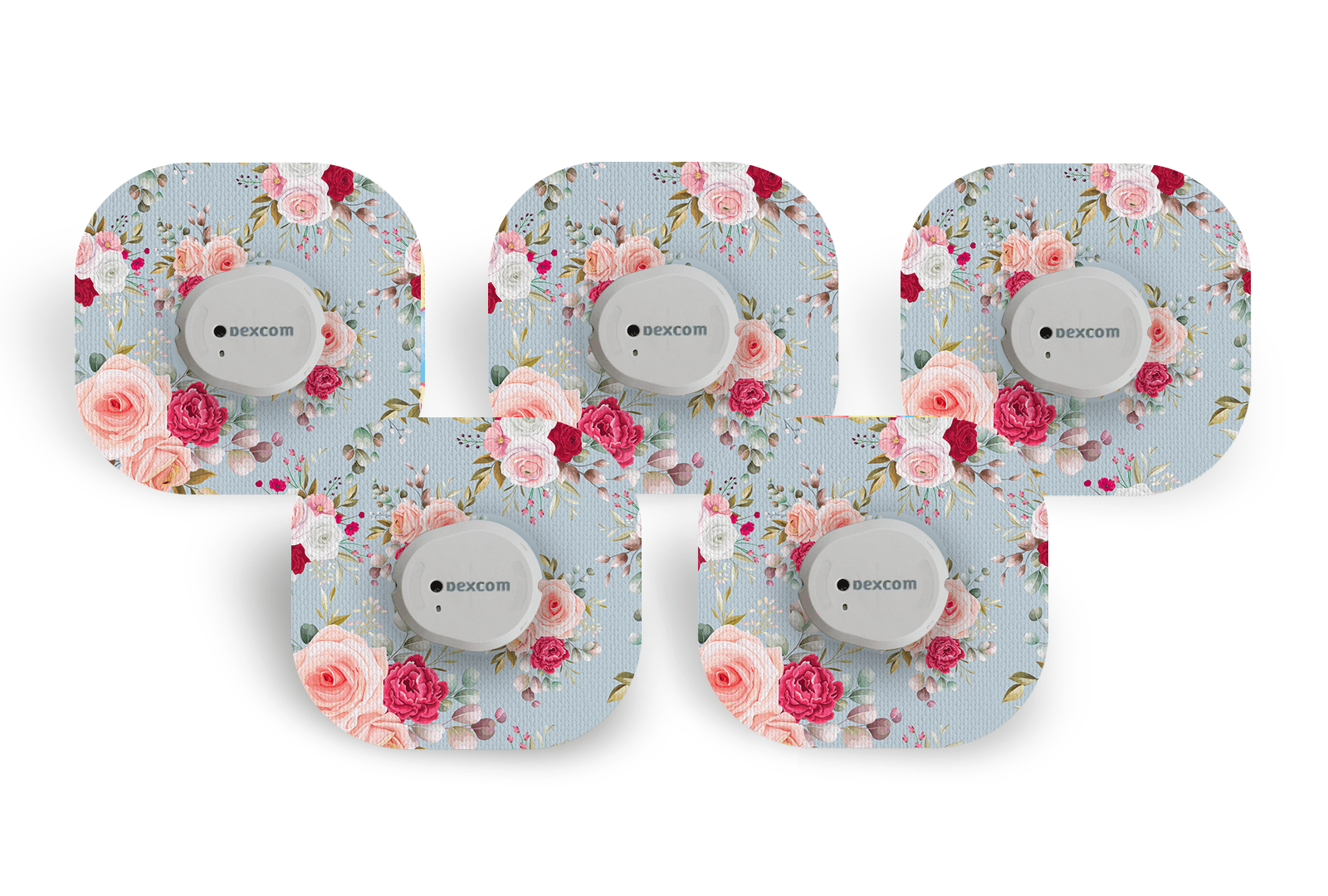 Elegant Roses Patch Pack for Dexcom G7 - 5 Pack diabetes supplies and insulin pumps