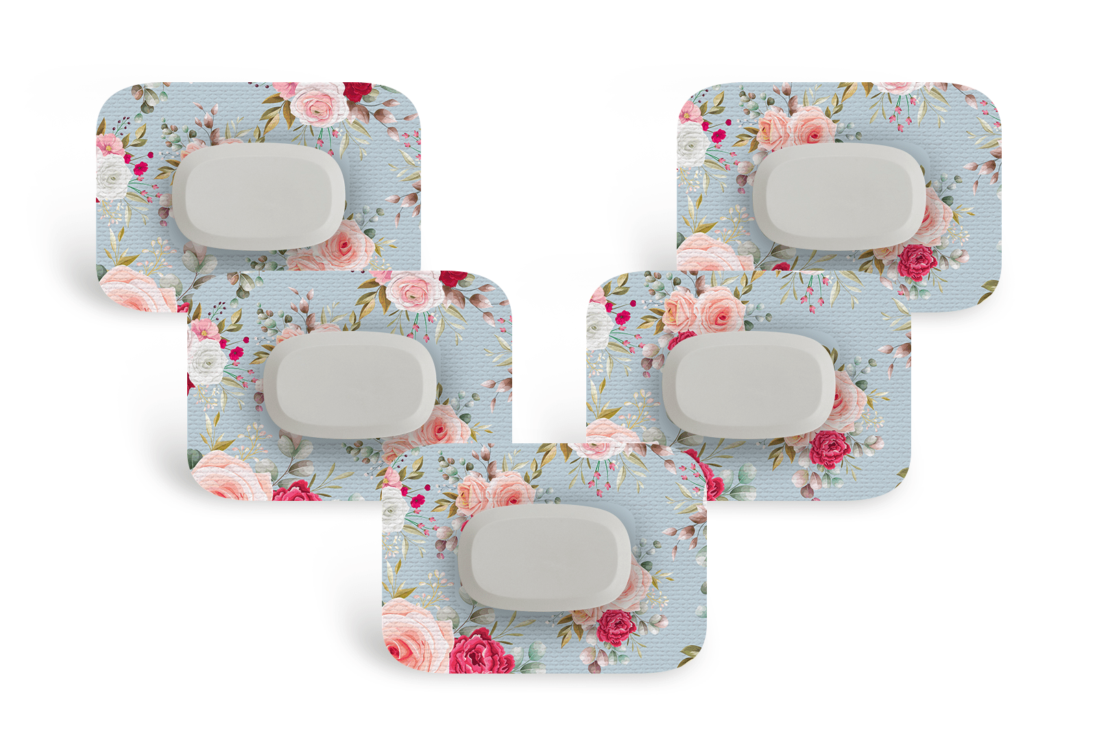 Elegant Roses Patch Pack for GlucoRX Aidex - 5 - Pack diabetes supplies and insulin pumps