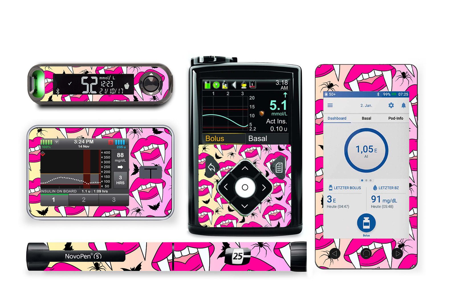 Fabulous Fangs Sticker for Novopen 4, 5, 6, or Echo diabetes supplies and insulin pumps