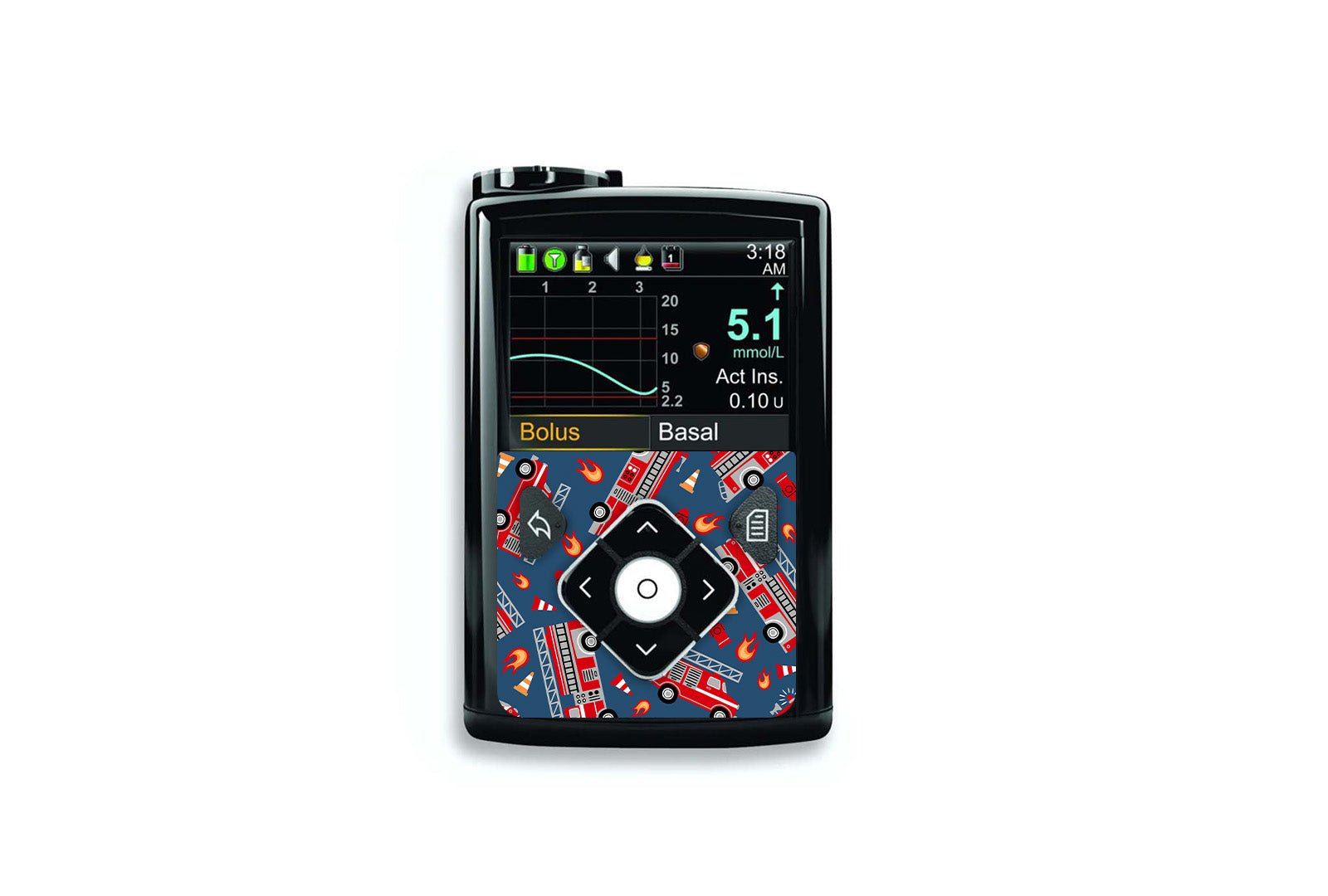 Fire Engine Sticker for Novopen 4, 5, 6, or Echo diabetes supplies and insulin pumps