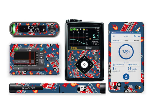 Fire Engine Sticker for Novopen 4, 5, 6, or Echo diabetes supplies and insulin pumps