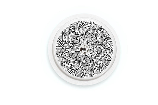 Greyscale Florals Sticker - Freestyle Libre 1, 2, or 2+ for diabetes CGMs and insulin pumps