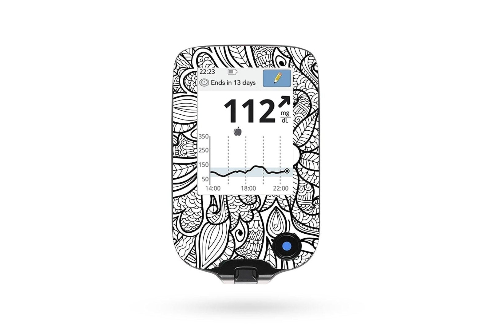 Greyscale Florals Sticker - Freestyle Libre Reader for diabetes CGMs and insulin pumps