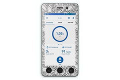 Greyscale Florals Sticker - Omnipod Dash PDM for diabetes CGMs and insulin pumps