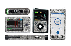 Greyscale Florals Sticker for Novopen 4, 5, 6, or Echo diabetes CGMs and insulin pumps