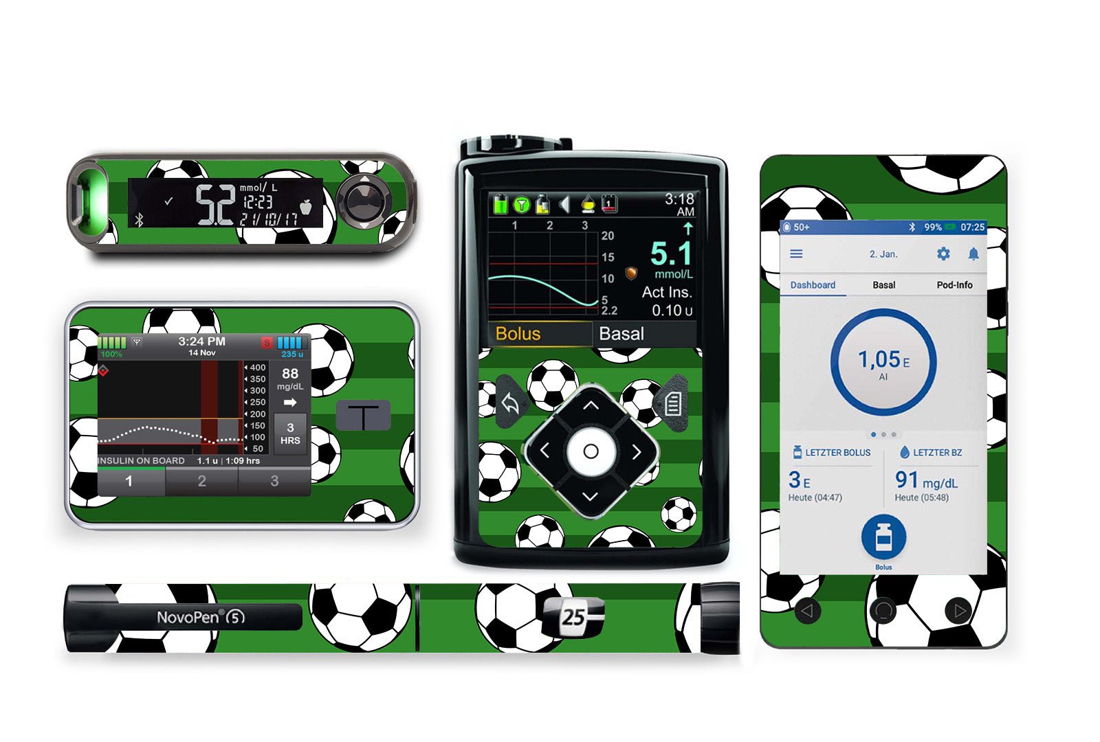 Football Sticker for Novopen 4, 5, 6, or Echo diabetes supplies and insulin pumps