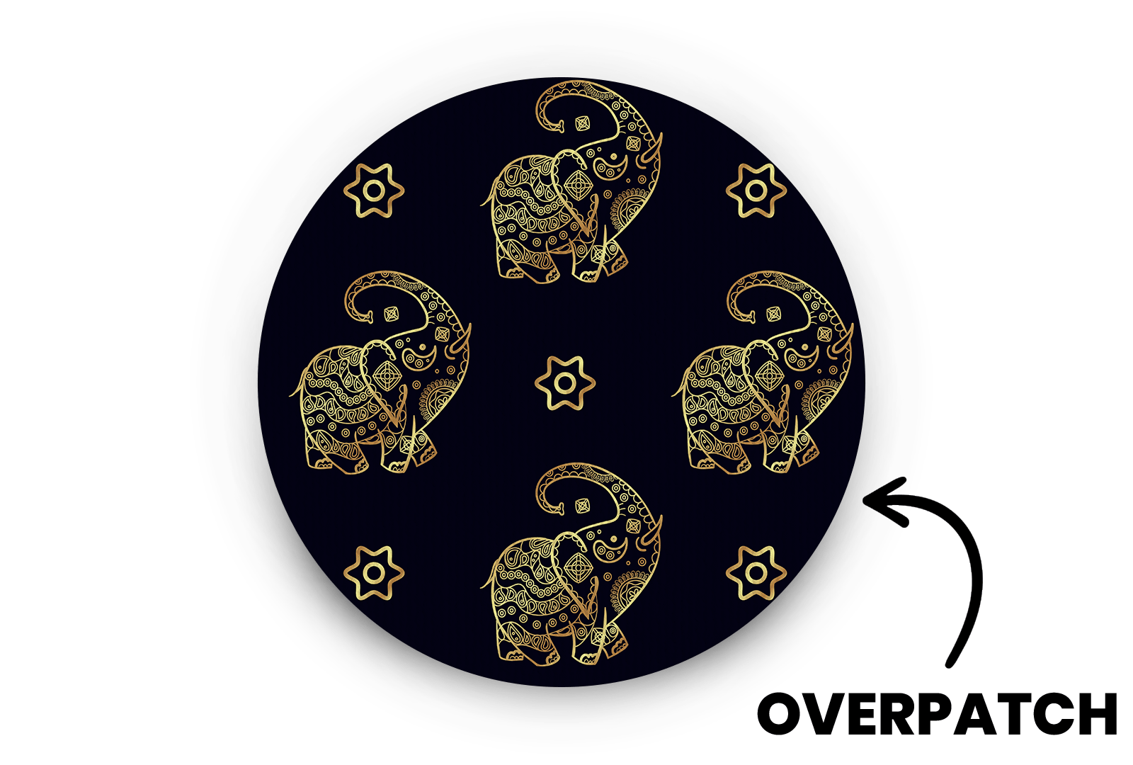 Gold Elephants Patch - Overpatches for Single diabetes supplies and insulin pumps