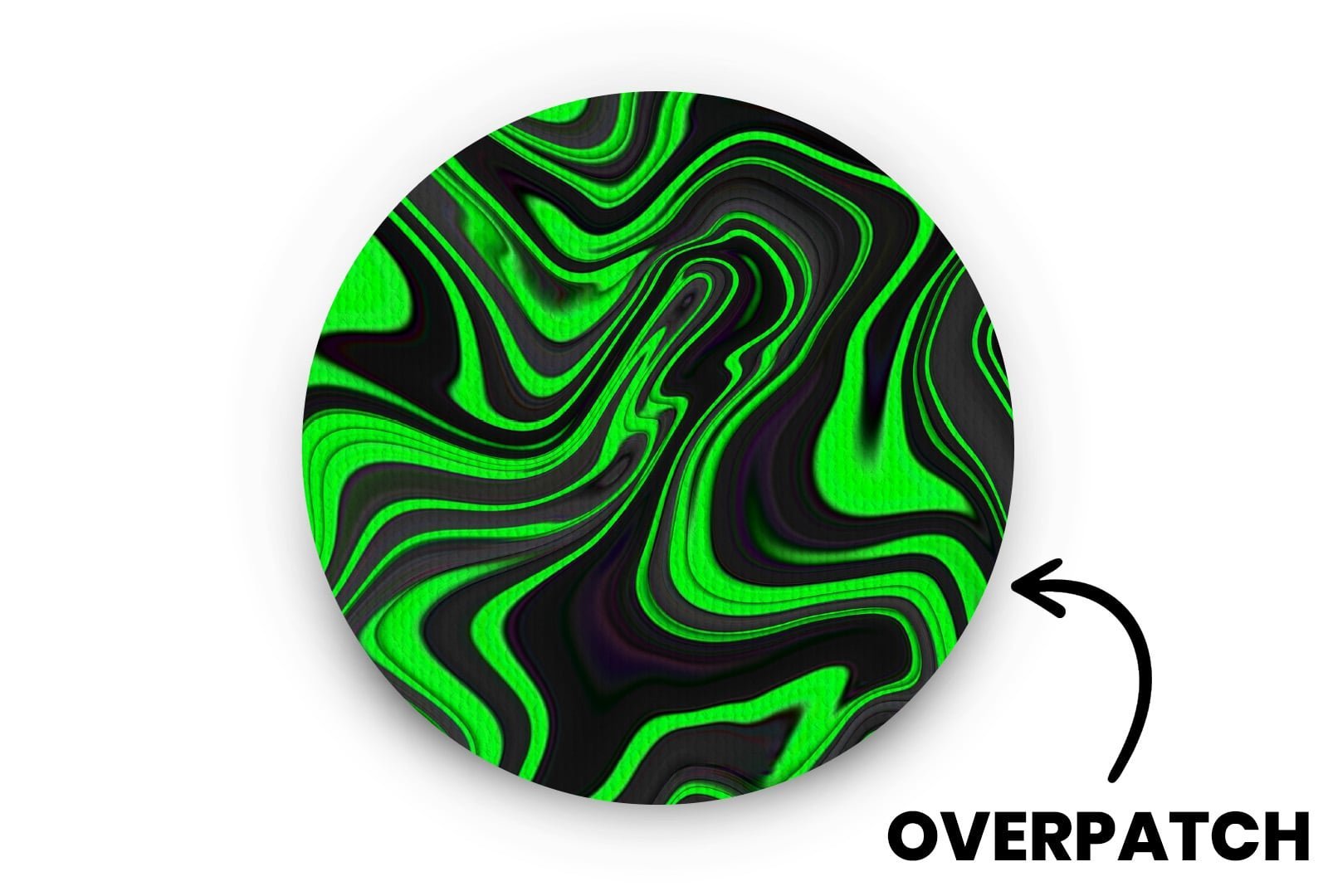 Green Swirl Patch - Overpatches for Single diabetes supplies and insulin pumps