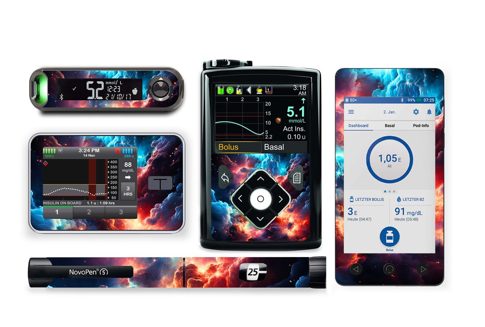 Intergalactic Sticker for Novopen 4, 5, 6, or Echo diabetes supplies and insulin pumps