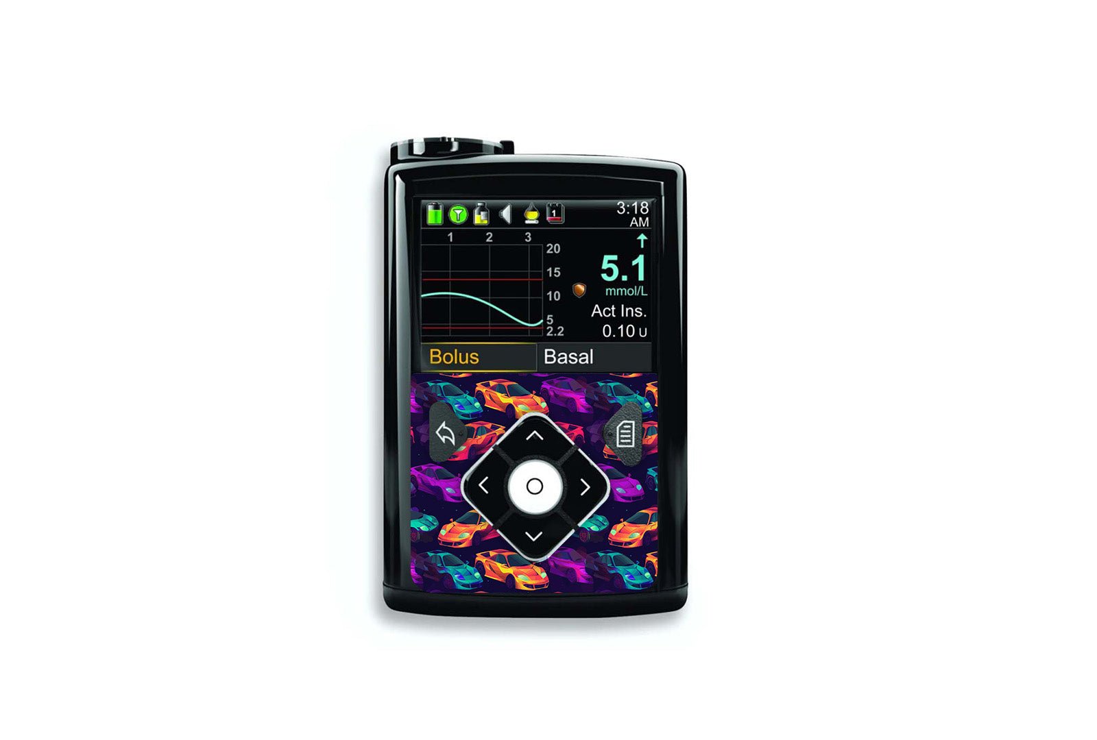 Neon Racer Sticker for Novopen 4, 5, 6, or Echo diabetes supplies and insulin pumps