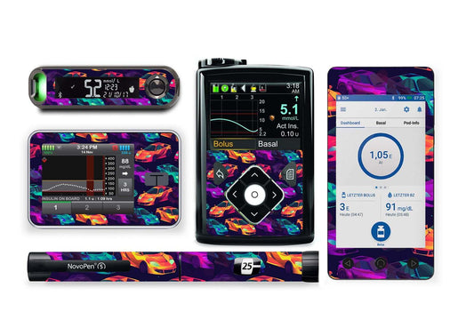 Neon Racer Sticker for Novopen 4, 5, 6, or Echo diabetes supplies and insulin pumps