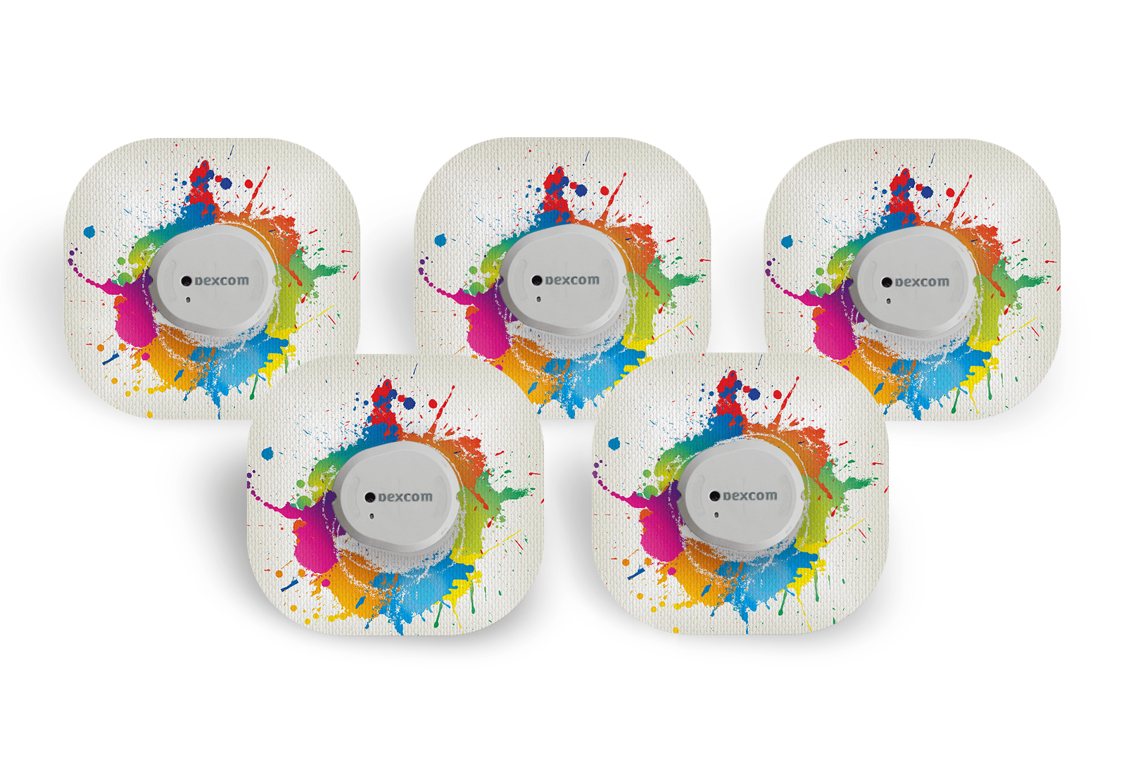Paint Splash Patch Pack for Dexcom G7 - 5 Pack diabetes supplies and insulin pumps