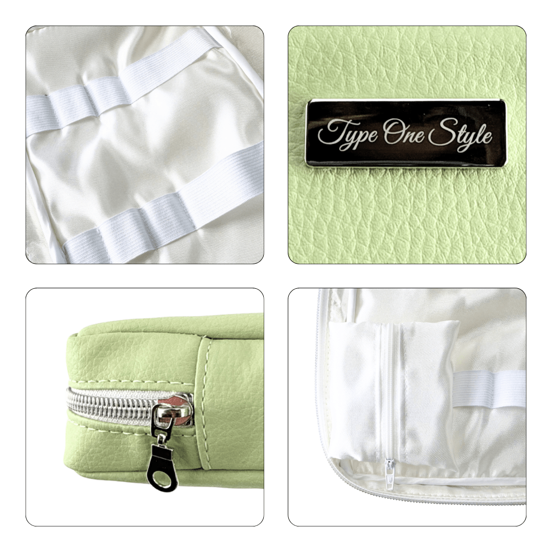 Pastel Green Luxury T1D Essentials Bag for diabetes supplies and insulin pumps