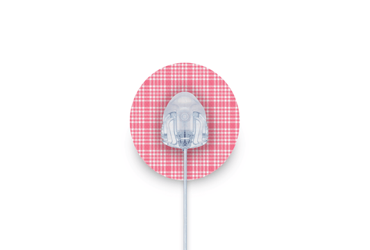 Pink Plaid Patch - Autosoft 90 for Single diabetes supplies and insulin pumps