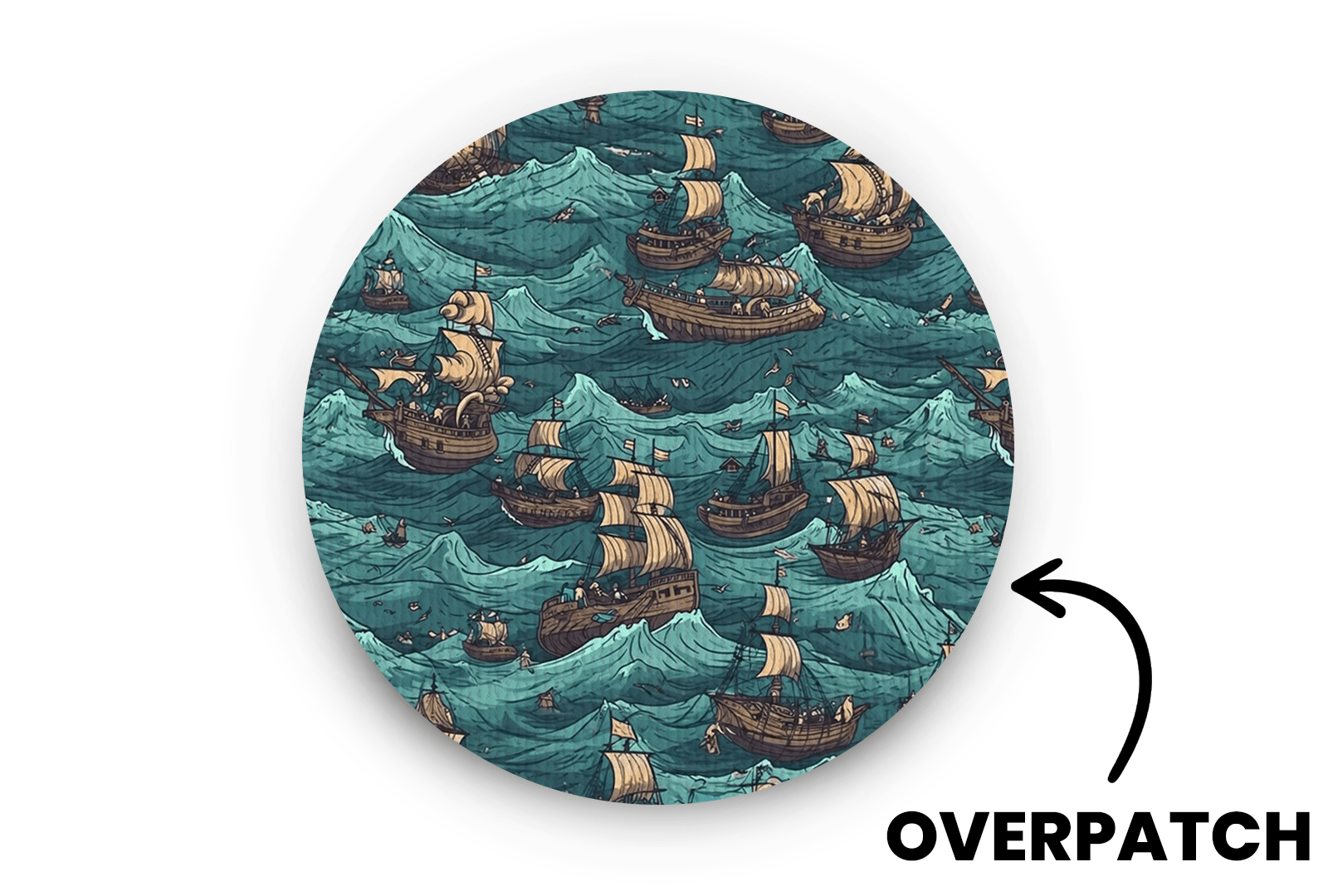 Pirate Ships Patch - Overpatches for Single diabetes supplies and insulin pumps