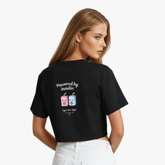 Powered Crop T-Shirt for Black diabetes supplies and insulin pumps