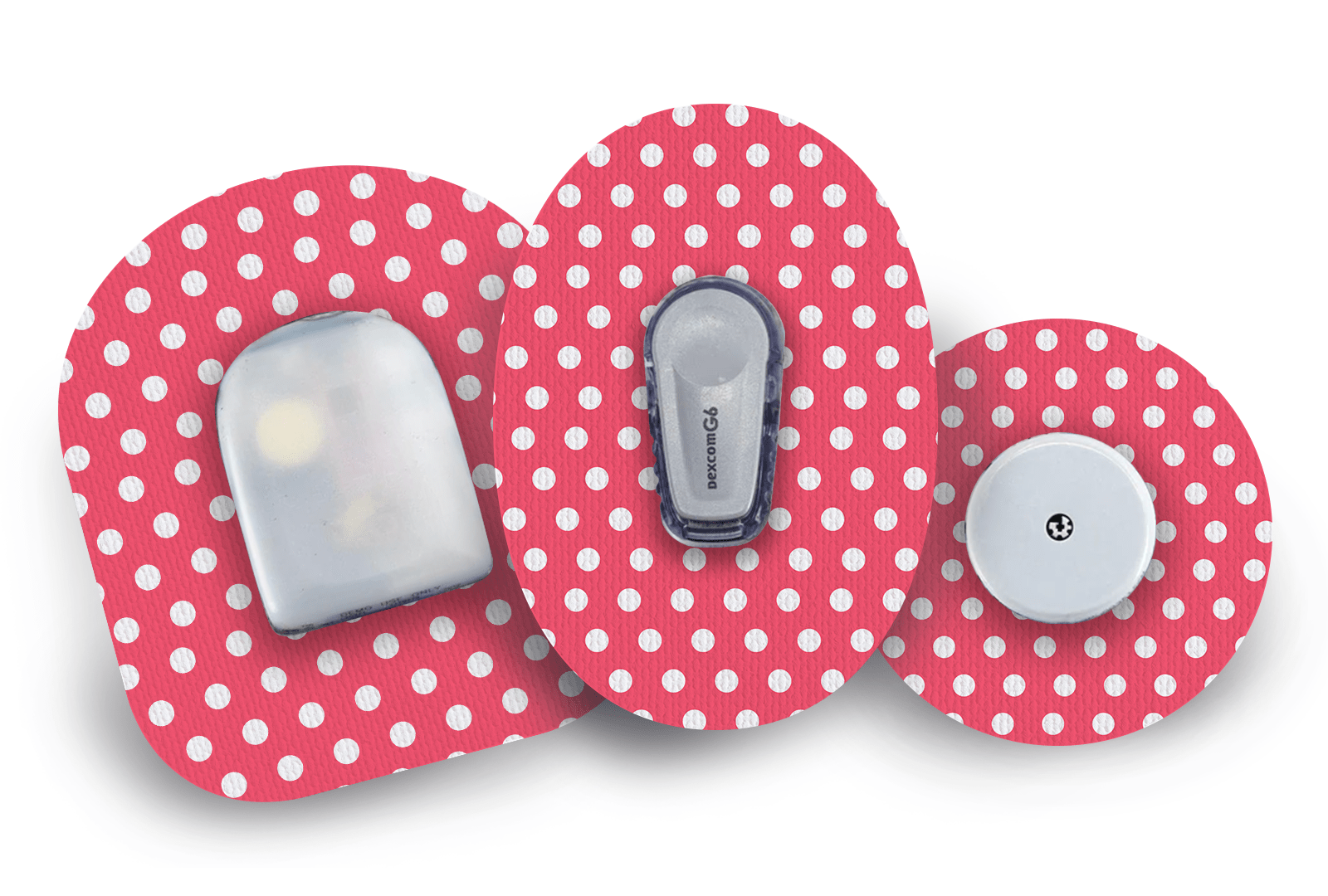 Red Polka Dot Patch for Freestyle Libre diabetes supplies and insulin pumps