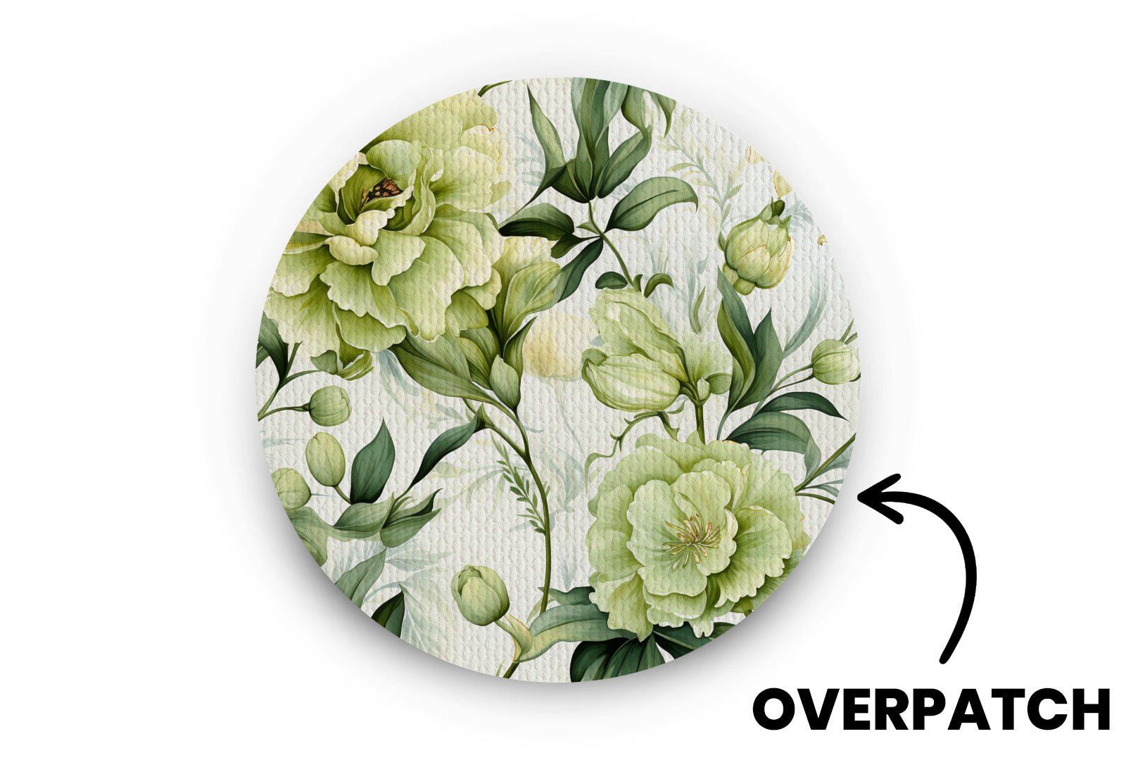 Sage Green Flowers Patch - Overpatches for Single diabetes supplies and insulin pumps