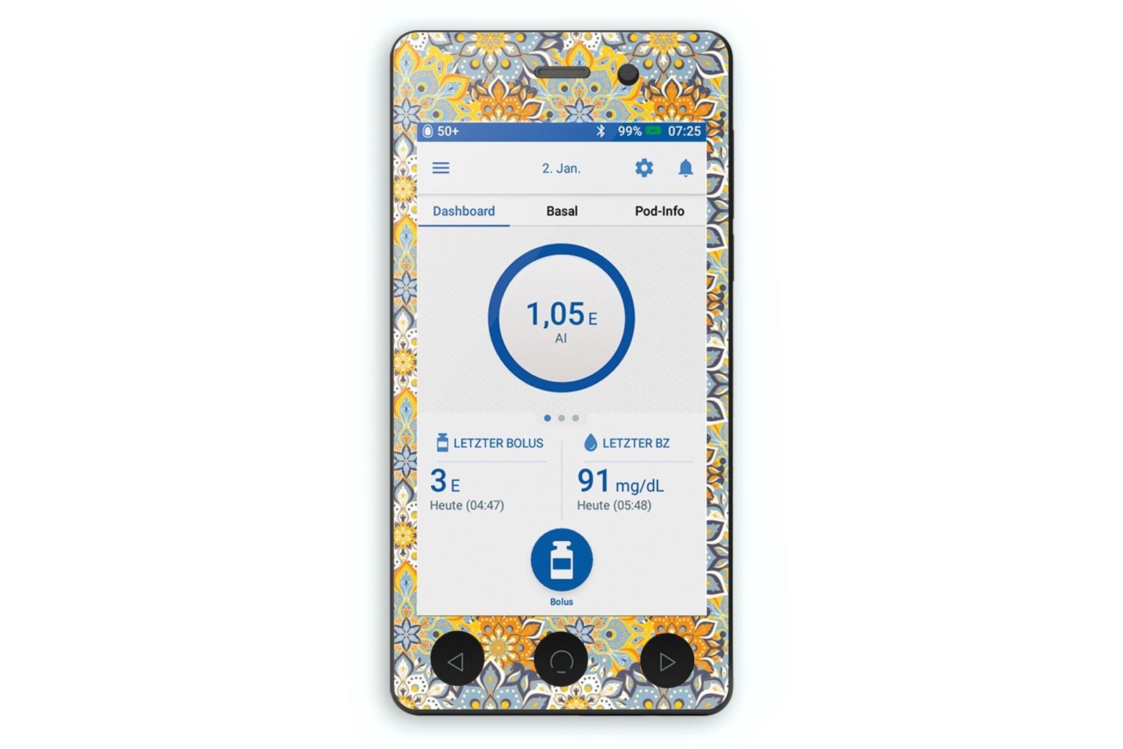 70's Funky Florals Sticker - Omnipod Dash PDM for diabetes CGMs and insulin pumps