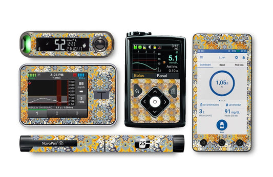 70's Funky Florals Sticker for Novopen 4, 5, 6, or Echo diabetes CGMs and insulin pumps