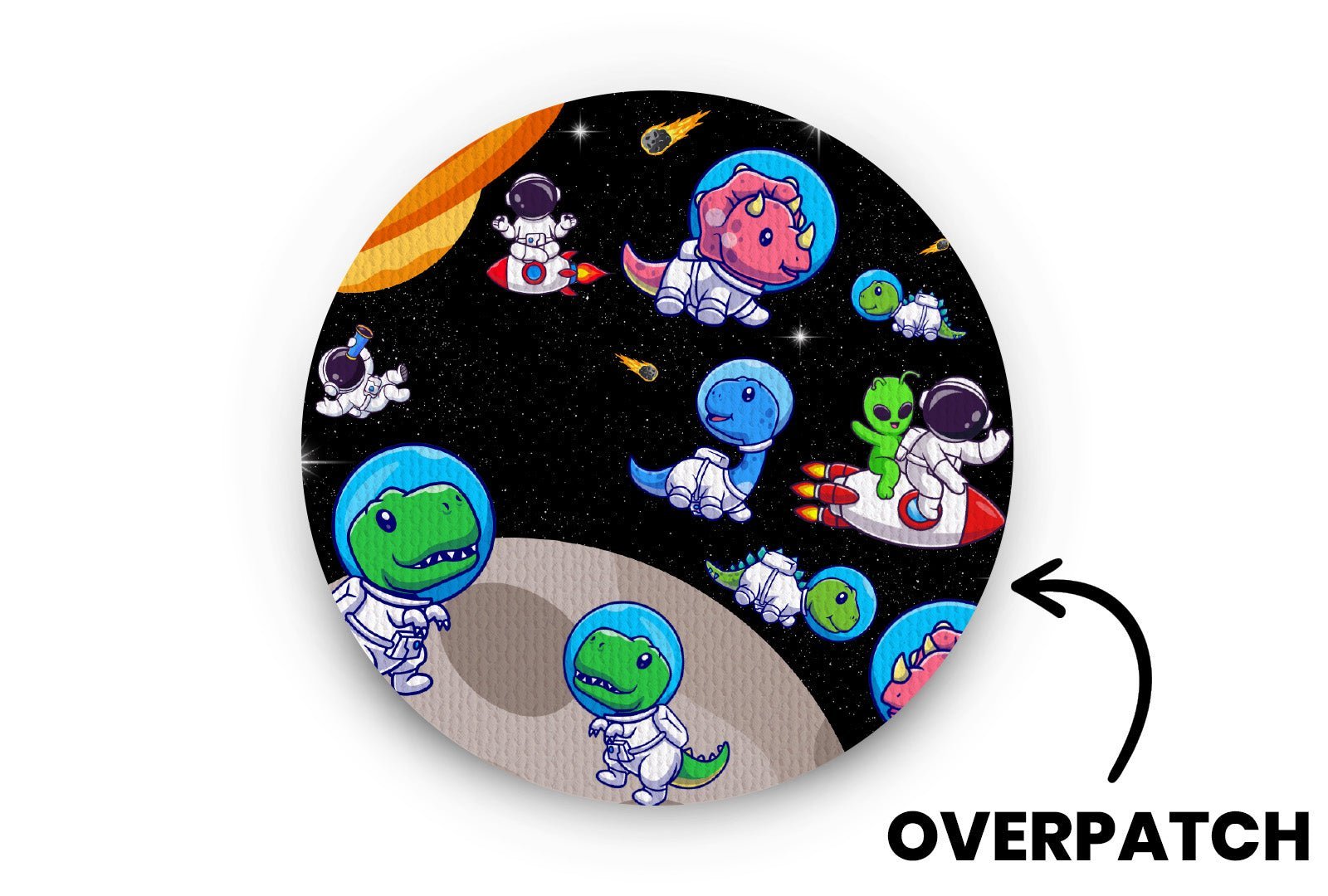 Space Dinosaur Patch - Overpatches for Single diabetes supplies and insulin pumps