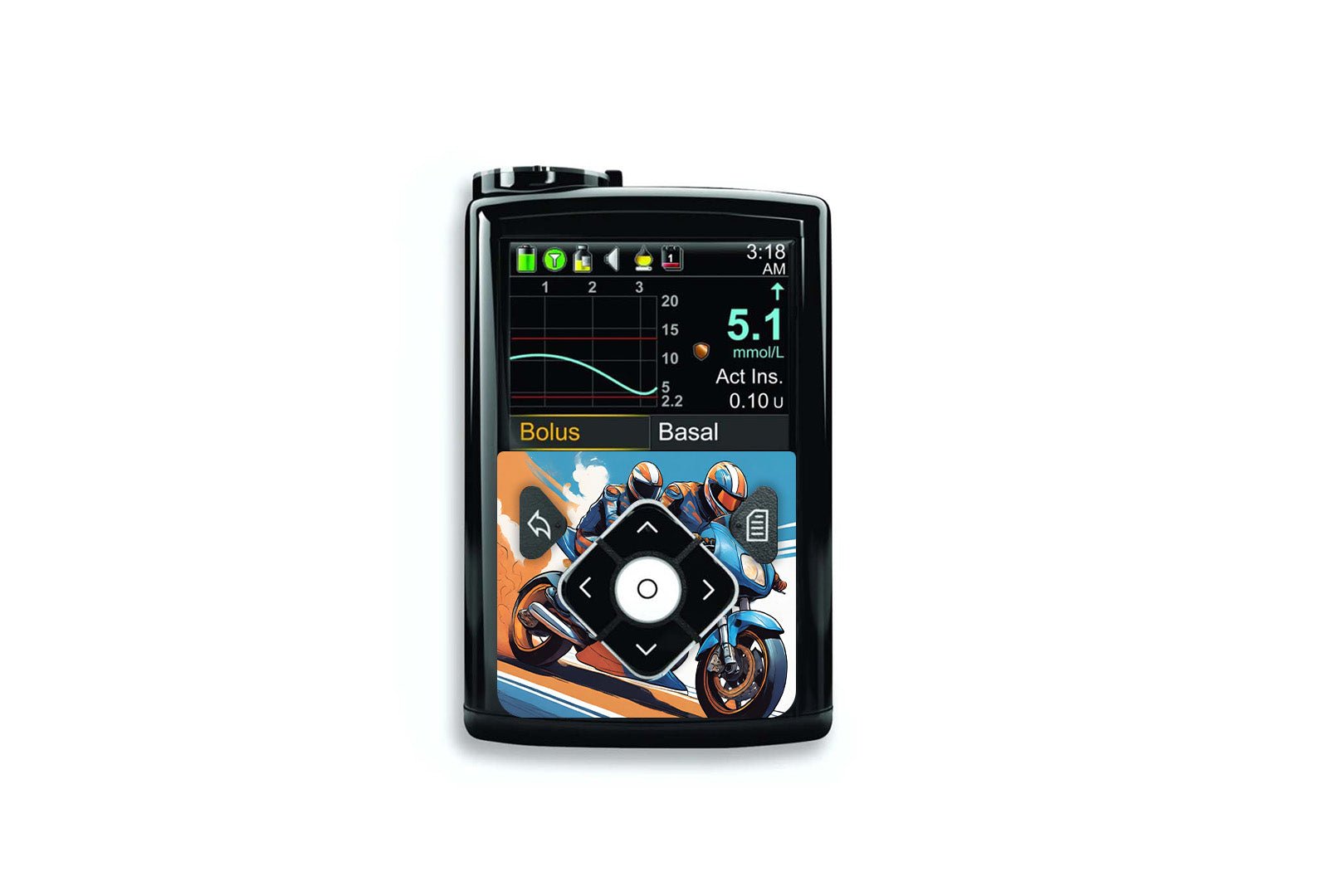 Super Bike Sticker for Novopen 4, 5, 6, or Echo diabetes supplies and insulin pumps