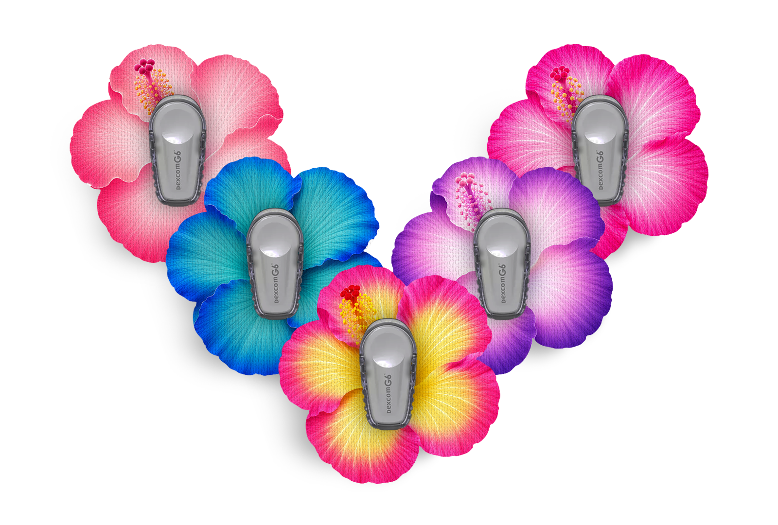 Sweet Hibiscus Patch Pack for Dexcom G7 / One+ diabetes supplies and insulin pumps