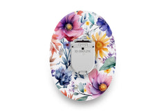 Watercolour Flowers Patch for Glucomen Day diabetes supplies and insulin pumps
