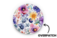 Watercolour Flowers Patch - Overpatches for Single diabetes supplies and insulin pumps