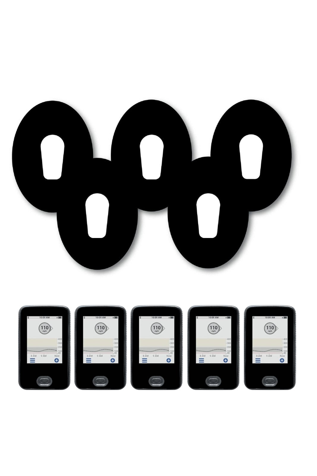 All Black Patches Matching Set for Dexcom G6 diabetes CGMs and insulin pumps