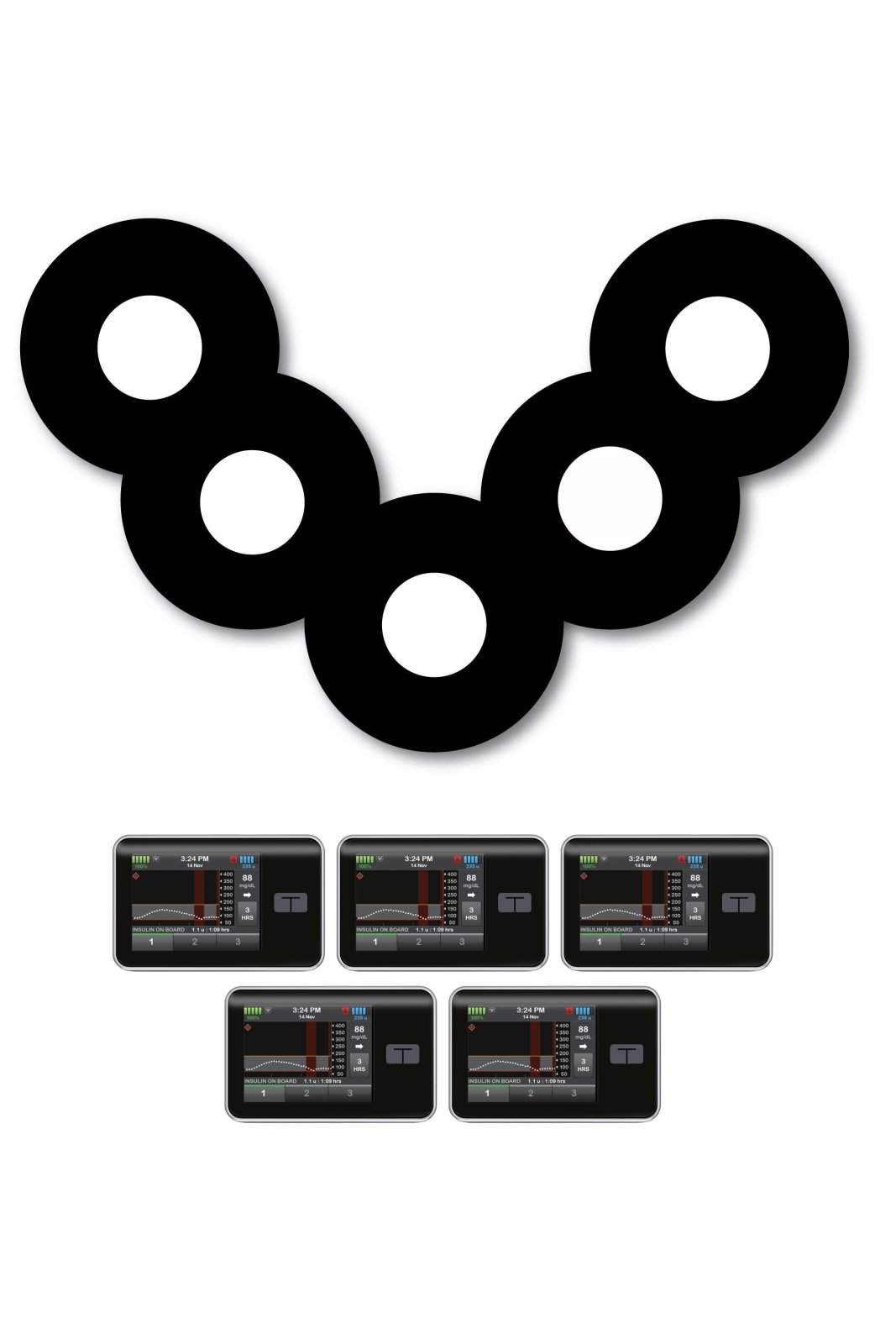 All Black Patches Matching Set for Freestyle Libre diabetes CGMs and insulin pumps