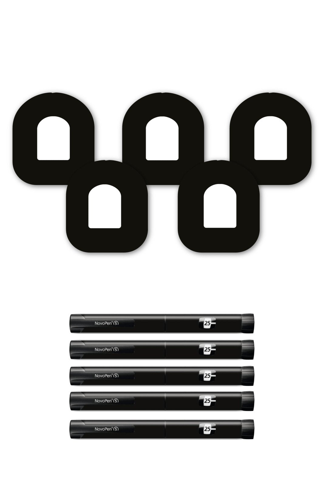 All Black Patches Matching Set for Omnipod diabetes CGMs and insulin pumps