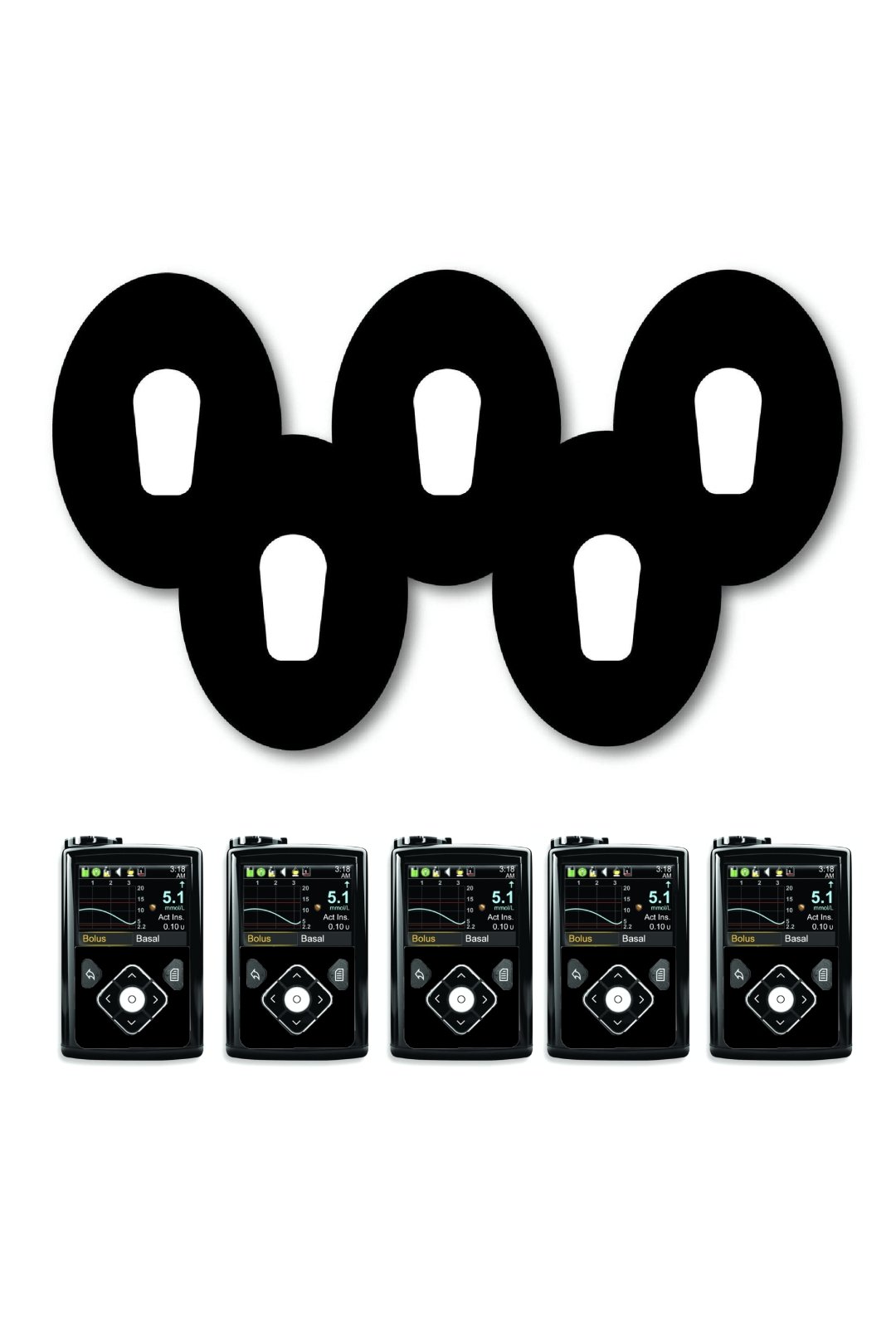 All Black Patches Matching Set for Dexcom G6 diabetes CGMs and insulin pumps